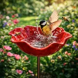 Blumen Gartenstecker Metall Gartenstecker Vogeltränke Winterfest Insektentränke Bienentränke Handgefertigt Dekorative Gartenfiguren & Gartenstatuen für Draußen, Garten, Rasen