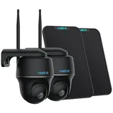 Reolink 2K 355°/140° PTZ Solar/Akku-Überwachungskamera Outdoor mit 2,4/5GHz WiFi, Personen-/Fahrzeugerkennung, PIR-Sensor, 2-Wege-Audio, Argus