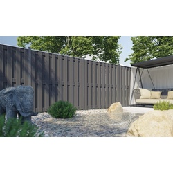 WPC Zaun 180 x 180 cm – Anthrazit, wetterfest & pflegeleicht, vormontiert mit Aluminiumrahmen, blickdichtes Sichtschutzelement für Garten & Terrasse