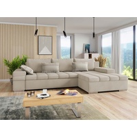 MIRJAN24 Ecksofa Bangkok, mit Bettkasten und Schlaffunktion, L-Form, Wellenfeder, 310x175x83 cm beige