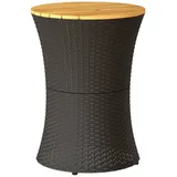 vidaXL Garten-Beistelltisch Trommelform Schwarz Poly Rattan Massivholz
