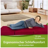 Klappmatratze Luxus Faltmatratze, klappbare Gästematratze, faltbare Matratze, shogazi ®, 12 cm hoch, (1-tlg), MADE IN GERMANY, Direkt vom Hersteller, Testsieger 1,1 rot 80 cm x 190 cm x 12 cm