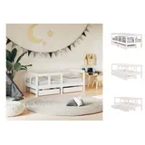 vidaXL Kinderbett Kinderbett mit Schubladen Weiß 70x140 cm Massivholz Kiefer weiß
