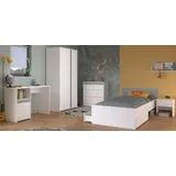 Homeline Parisot Meuble Jugendzimmer, Weiß, Holzwerkstoff, Uni, 4 Fächer, 5 Schubladen, Rechteckig,Rechteckig, 203x182x68 cm, Kinder- & Jugendzimmer, Jugendmöbel, Komplette Kinder- & Jugendzimmer