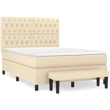 vidaXL Boxspringbett mit Matratze Creme 140x200 cm Stoff
