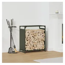 vidaXL Kaminholzregal Kaltgewalzter Stahl 60 x 28 x 65 cm Olivgrün