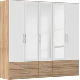 Kleiderschrank RAUCH "Schrank Garderobe Wäscheschrank HERSBRUCK in 2 Breiten", weiß (eiche sonoma, alpinweiß), B:226cm H:210cm T:54cm, Holzwerkstoff, Schränke, Kleiderschrank, mit 6 großzügigen Schubladen sowie Spiegeltüren MADE IN GERMANY