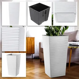 Kadax Blumentopf Set, Blumenkübel aus Kunststoff, "Tuluza", Innen- und Außenbereich, Weiß, 3er Set XXL – Weiß