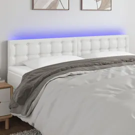 vidaXL LED Kopfteil Weiß 180x5x78/88 cm Kunstleder