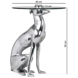 Kadima Design Windhund Skulptur Deko Beistelltisch, Aluminium/Glas - Handgefertigt, Einzigartig. 40x40x50 cm