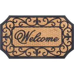 Fußmatte HANSE HOME "Gummi-Kokos Braided Classic Welcome Ornament, Türmatte", schwarz, B:45cm H:8mm L:75cm, Kokos, Gummi, Teppiche, Kokos, Gummi, Schmutzfangmatte, Outdoor, Rutschfest, Innen, Kokosmatte