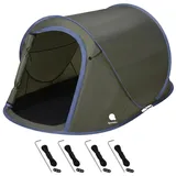 Pop Up Wurfzelt grün 220 x 120 cm - 2 Personen - Sofortzelt für Trekking und Camping - Grün