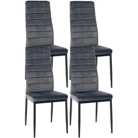 CLP Esszimmerstuhl Mayfair Samt grau 4er Set