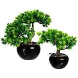 Creativ green Kunstbonsai Bonsai Lärche im Keramiktopf, 2er Set grün