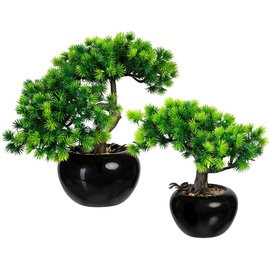 Creativ green Kunstbonsai »Bonsai Lärche«, im Keramiktopf, 2er Set, grün