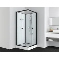 Sanotechnik Komplettdusche UNI, BxT: 80x80 cm, Einscheibensicherheitsglas, quadratisch schwarz