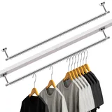 Wonderjune 2 Stück Schrankstange zum Aufhängen von Schränken, Deckenkleiderständer, beliebiger Winkel, Kleiderstange, Wandhalterung, schräge Decke, Schranklösungen für Dachboden, Schlafzimmer, unter