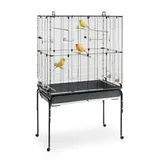 Ferplast Vogelkäfig Vogelvoliere Wellensittich Käfig Exotenkäfig, inkl. Stand mit Rädern, Vogel-Futternapf, Vogel-Sitzstangen, Schwarz, 100 x 53 x h172 cm