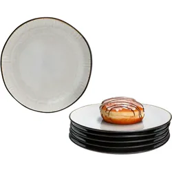 6x Reactive Glaze Dark Cement Kuchenteller 6 Pers. Grau Frühstücksteller Dessert