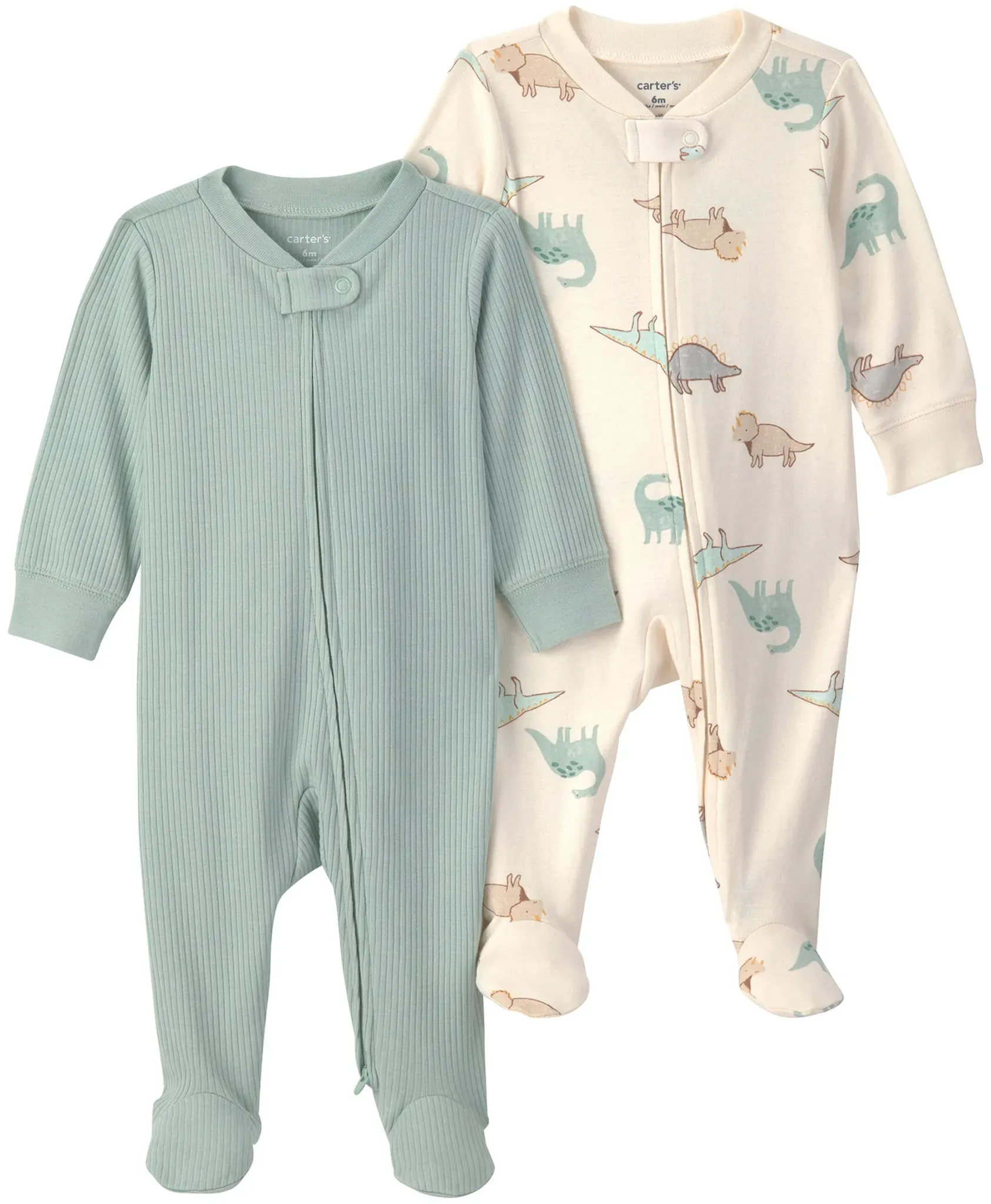 Carter's 2er-Pack Schlafoveralls mit Fuß Dinos, natur | gruen, 50