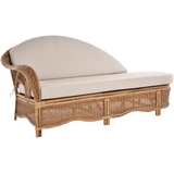 Krines Home Recamiere Rattan Recamiere Palm Chaiselongue Rattanliege mit Polster, Links, Rattanmöbel Lounge Liege beige