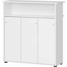 MÖBELPARTNER Empfangstheke 400 3 Türen und Fachböden, weiß 107,0 x 44,0 x 110,5 cm