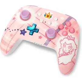 PowerA Enhanced Wireless Controller Princess Peach Plaid Rosa Nintendo Switch