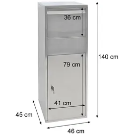 MCW Paketkasten Größe XL verzinkt anthrazit, Holzoptik hell