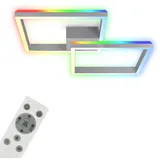 Brilo BRILONER Leuchten - Deckenlampe RGB, Backlight Deckenleuchte LED, Dimmbar, Farbtemperatur einstellbar, LED Frame RGB, Fernbedienung, Aluminiumfarbig, 3753-019