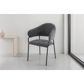 byLIVING Esszimmerstuhl Curve Stoff dunkelgrau 2er Set