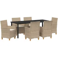 vidaXL Garten Essgruppe 7-tlg. Beige