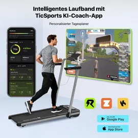 mobvoi Home Laufband SE, Intelligente KI 3-in-1-Klapplaufband, elektrisches Laufband, 2,5 PS, kompakt tragbar unter dem Schreibtisch, 12 km/h, 120 kg - Silber