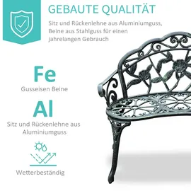 Outsunny Gartenbank Metall Modell 3 100 x 54 x 80 cm antik-grün
