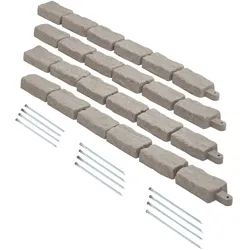 VEVOR 4er-Set Rasenkante in Steinoptik, 1180x95x57 mm realistische Beeteinfassung, flexible Gartenbegrenzung in Ziegelgröße mit Verankerungsspitzen, Beetumrandung für Einfahrten, Gehwege, Beige