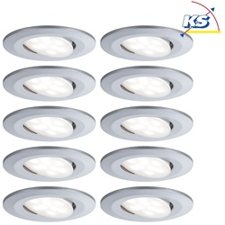Paulmann 10er-Set Outdoor LED Einbauspot CALLA IP65, schwenkbar, 230V, je 6W 4000K 680lm 100°, Chrom matt PAUL-99923