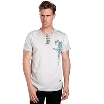 RUSTY NEAL T-Shirt RUSTY NEAL, Herren, Gr. 3XL, grau (hellgrau), 100% Baumwolle, mehrfarbig, normal, Rundhals, Shirts T-Shirt, mit schicker Knopfleiste
