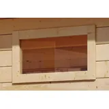 Karibu Saunafenster rechteckig für Außensaunen mit 38 mm Wandstärke naturbelassen 122 x 42 cm
