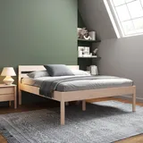 Hansales Seniorenbett 180x200 cm Anu aus Massivholz FSC® Birkenholz ohne Rollrost - über 350 kg - Holzbett 55 cm mit Kopfteil, Vollhozlbett, Komfortbett, extra hoch