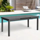 OUTFLEXX Premium Ausziehtisch, anthrazit/grau, Aluminium/Glas, 180/240x100cm, automatischer Ausziehmechanismus