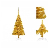 vidaXL Künstlicher Weihnachtsbaum mit LEDs & Kugeln Golden 180cm PET