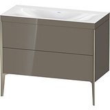 Duravit XViu Waschtisch-Unterschrank XV4711NB189C 100x48cm, 2 Auszüge, ohne Hahnloch, champagner matt, Rahmen C, flannel grey hochglanz