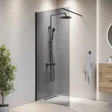 Badplaats Duschwand Rizani 90 x 200cm Glas Duschabtrennung Schwarz - Walk-In Dusche Nano Duschtrennwand