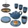Mambocat 10tlg Teeset SCONES BLAU aus Steingut 1x Etagere, 1x Kanne, 4x Becher & 4x Teller - 24303276