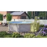 Woodfeeling Karibu Pool X2 inkl. Terrasse wassergrau Innenhülle Blau