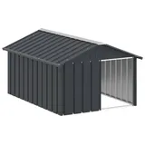 vidaXL Hundehütte Anthrazit 116,5x153x81,5 cm Verzinkter Stahl Hundehaus Hütte