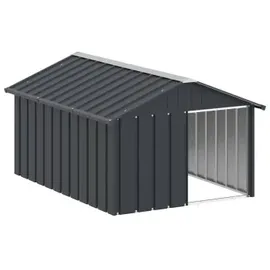 vidaXL Hundehütte Anthrazit 116,5x153x81,5 cm Verzinkter Stahl Hundehaus Hütte