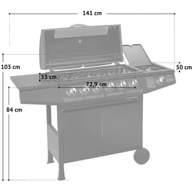 TAINO Basic Gasgrill 6+1 mit Gasdruckminderer und Abdeckhaube