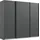 freiraum Schwebetürenschrank >Andorra< in Graphit - 250x216x65cm (BxHxT) - Grau