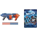 Nerf Elite 2.0 Shockwave RD-15 Blaster, 30 Nerf Darts, 15-Dart Rotationstrommel, Schnellfeuer mit Pump-Action, mit Erweiterungsoptionen & Elite 2.0 50er Dart Nachfüllpackung – 50 Elite 2.0 Darts