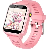 clleylise Smartwatch Kinder Rosa – Kinder Smartwatch mit 18 Lernspielen, Schrittzähler, Schlafüberwachung, Taschenrechner, Taschenlampe, Indivi... - Rosa